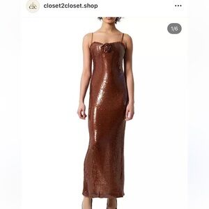 French Connection Elegant Brown Sequin Evening Gown size 6